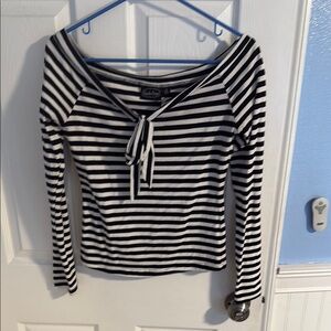 Black and White Striped Women's Top